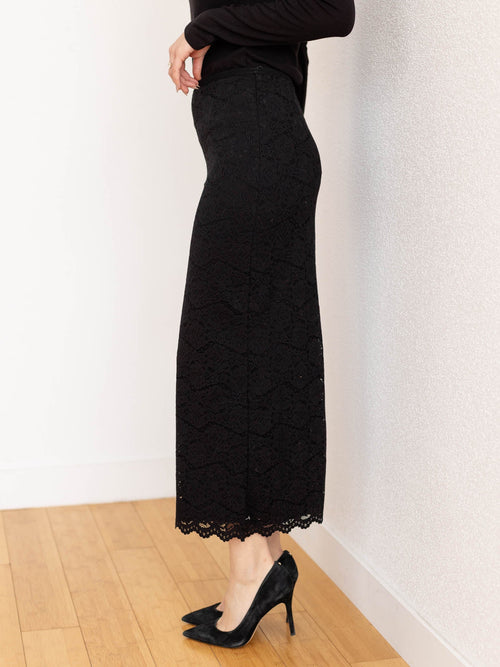 black lace midi skirt