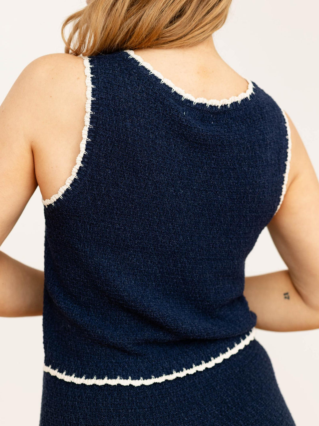 navy blue knit tank top
