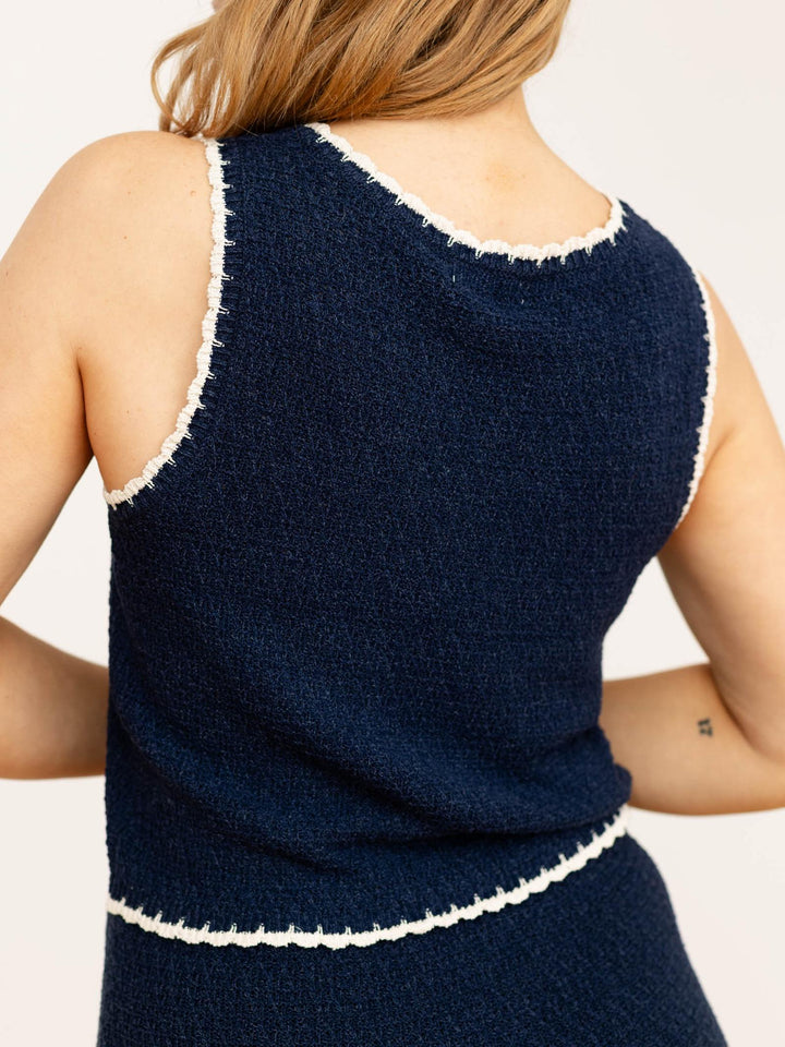 navy blue knit tank top