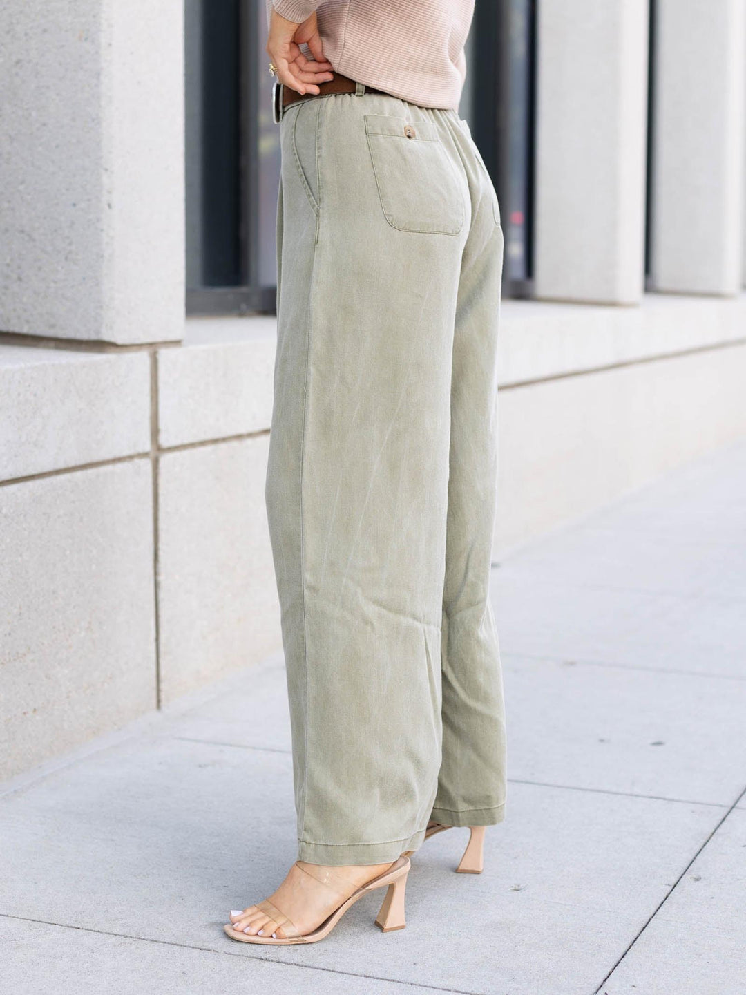 Zipper Front Wide Leg Pants