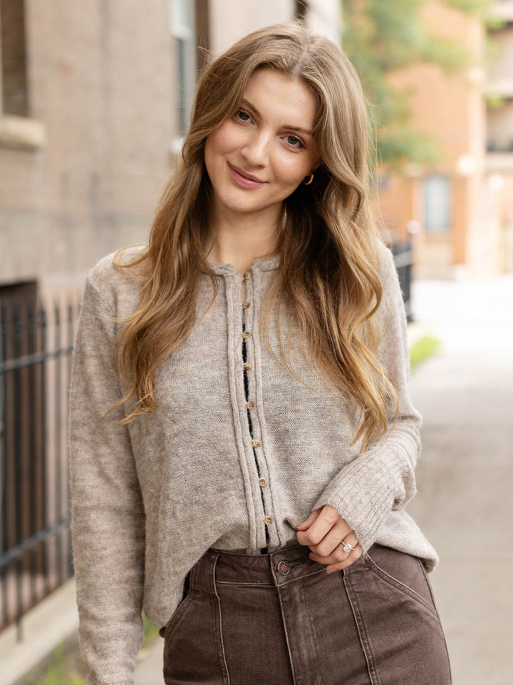 brushed sweater knit cardigan