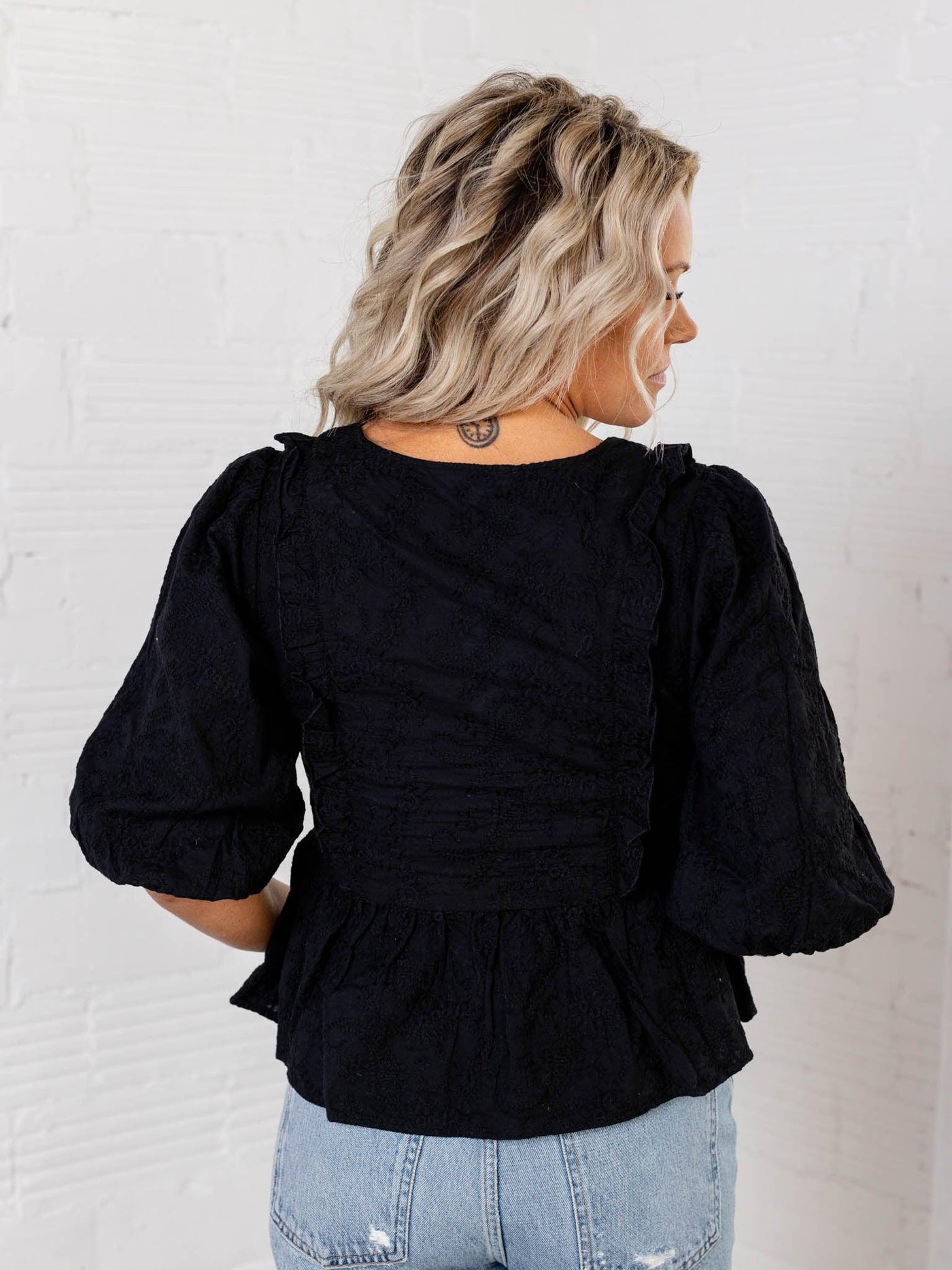 square neck button front cropped peplum