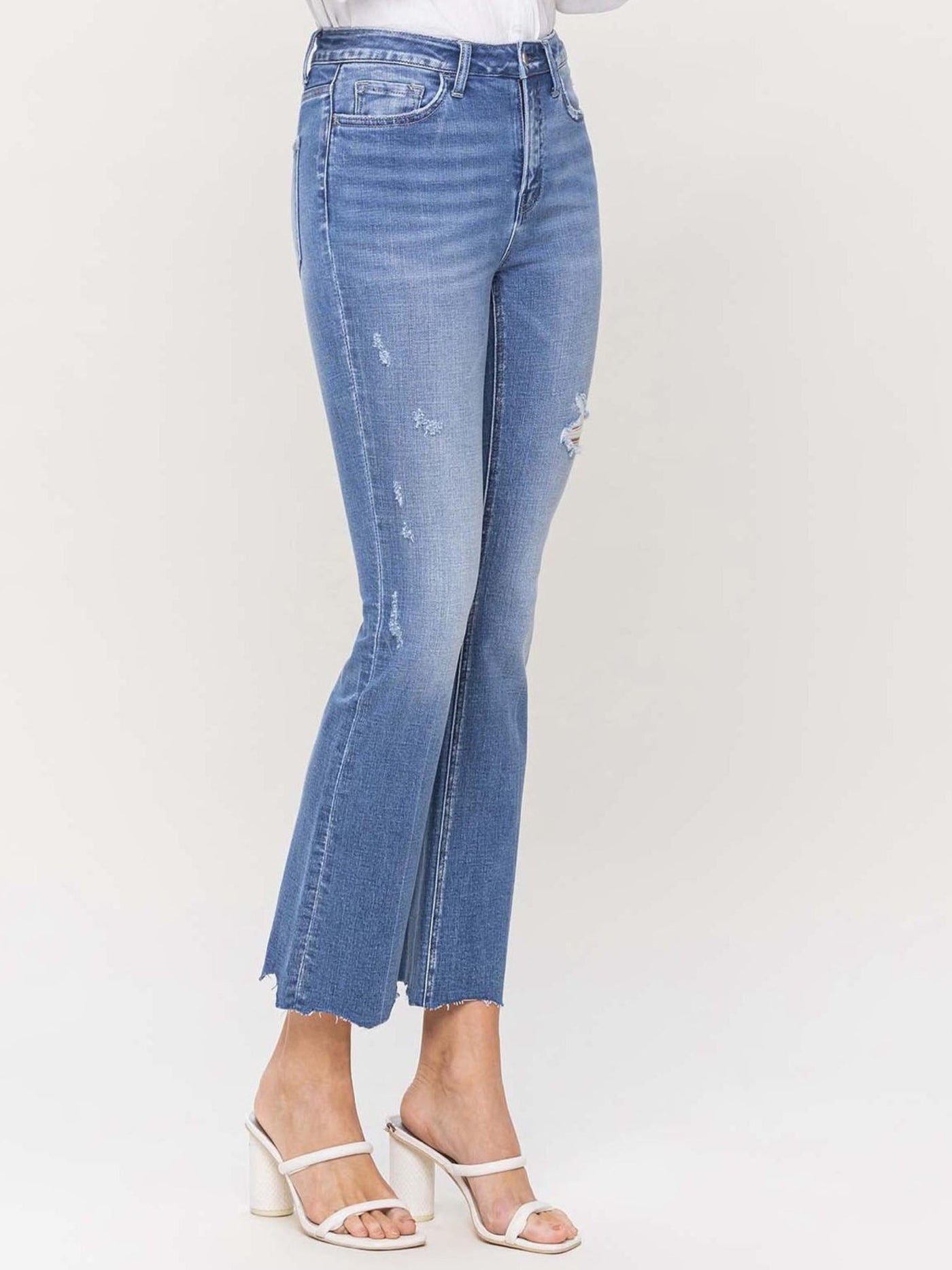 distressed flare denim
