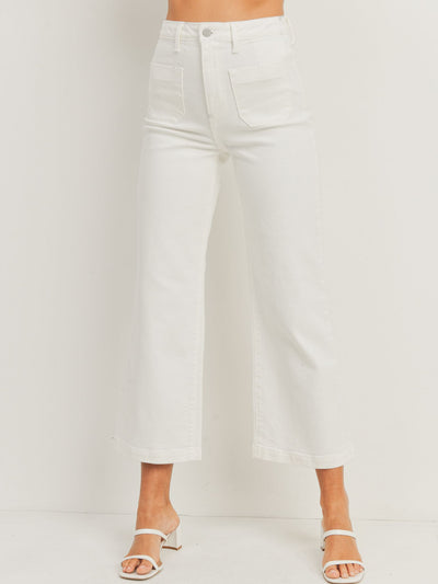 Just Black Off White High Rise Patch Pocket Wide Leg