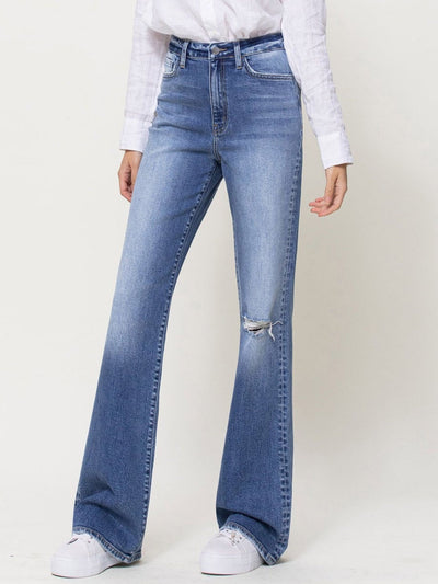 distressed flare denim