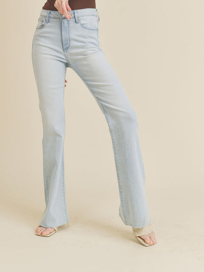 raw hem flare denim
