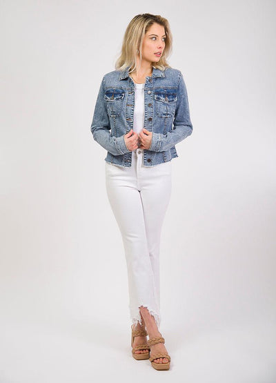collared cropped denim jacket