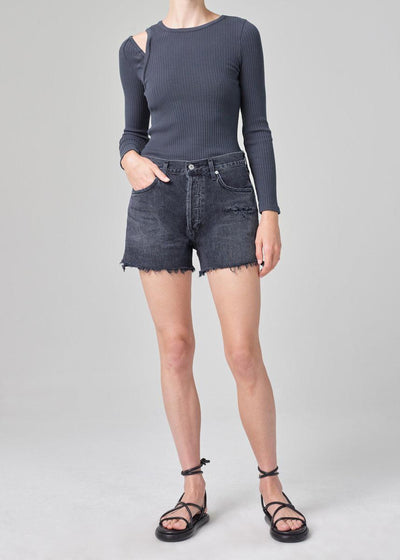 citizens of humanity distressed black shorts