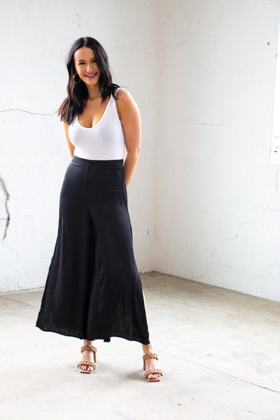 satin black pants