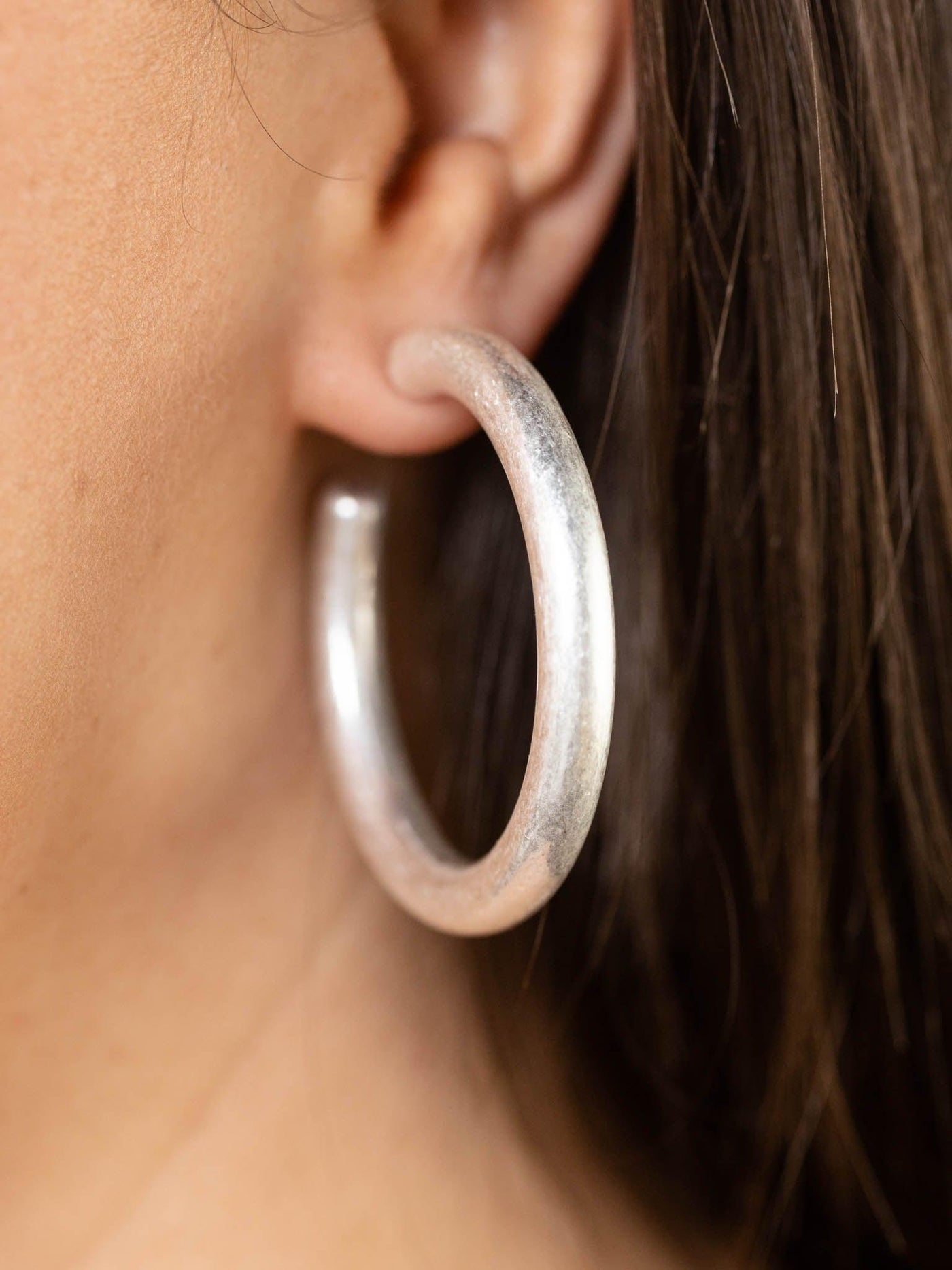 silver thick hoop earring
