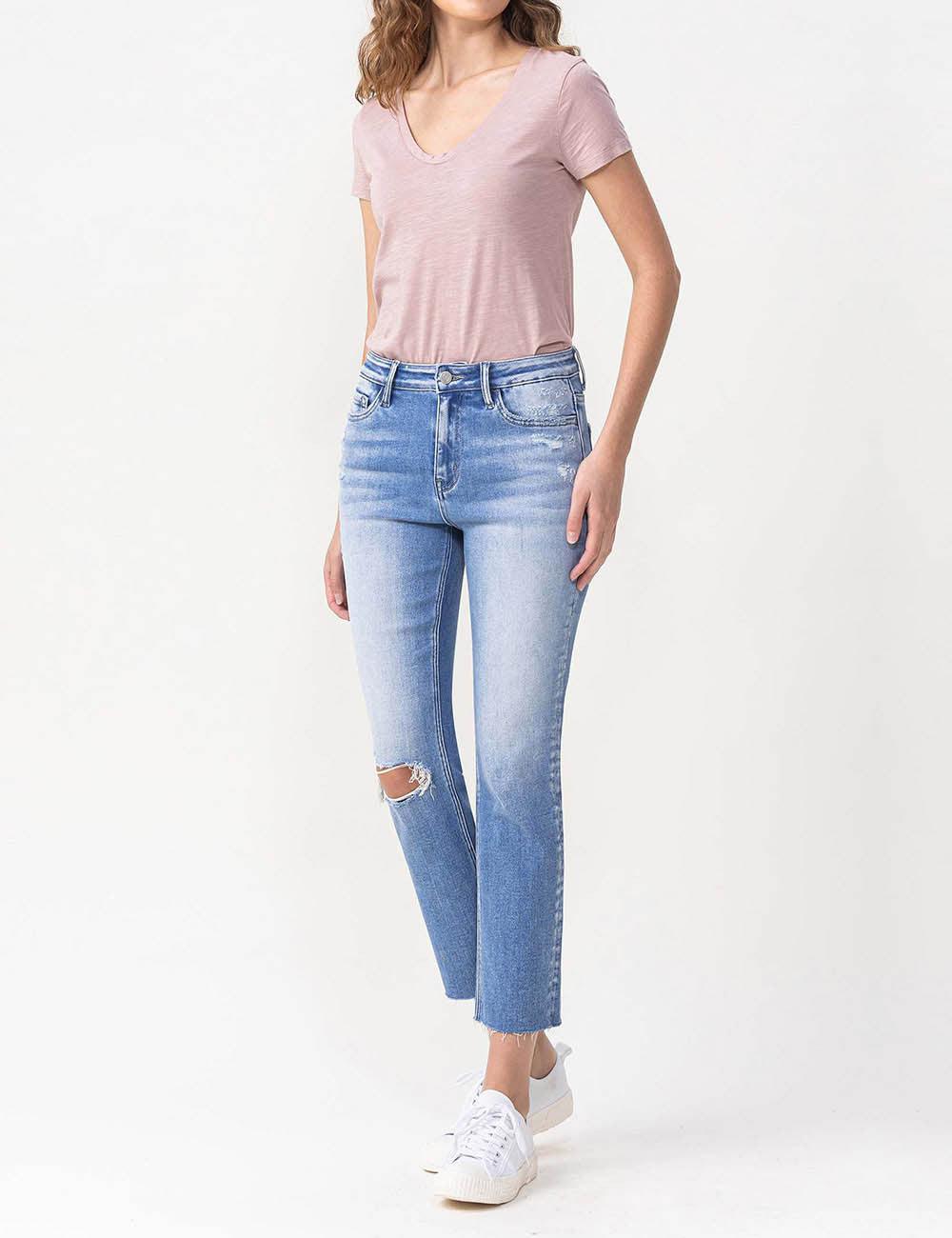 slim straight cropped denim