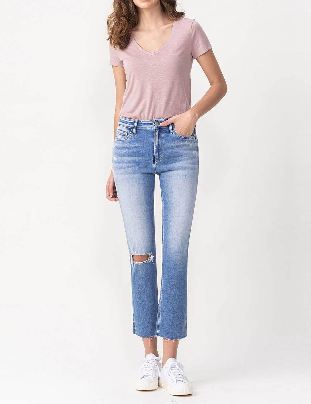 distressed one knee denim