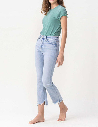 cropped kick flare denim