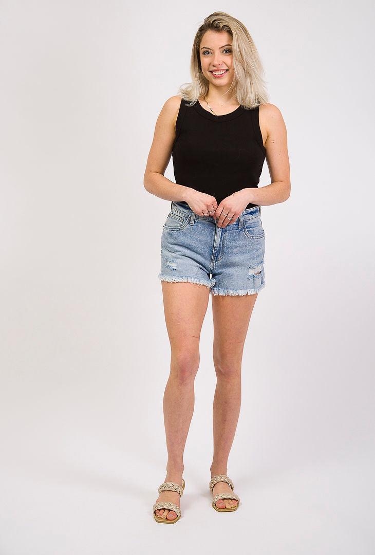 kut jane shorts light wash destructed