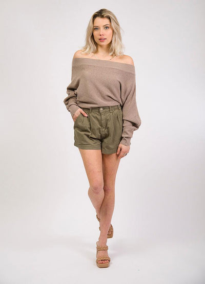 taupe wide neck sweater