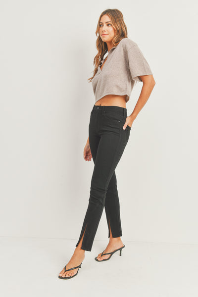 front slit skinny denim