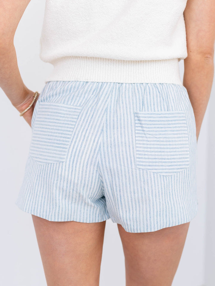 Allie Rose Scallop Tie Stripe ShortNon-Denim Shorts/Skirts