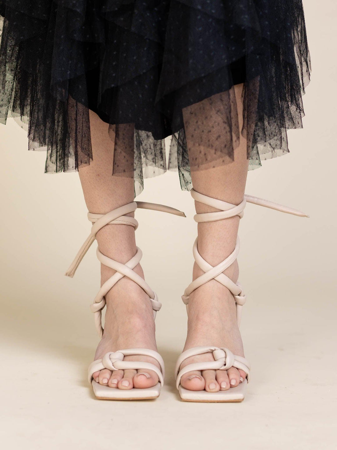 ALOHAS-ALOHAS Creative Ankle Strappy Hex Heel Sandal - Leela and Lavender