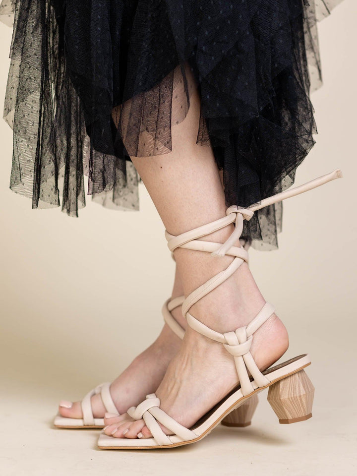 ALOHAS-ALOHAS Creative Ankle Strappy Hex Heel Sandal - Leela and Lavender