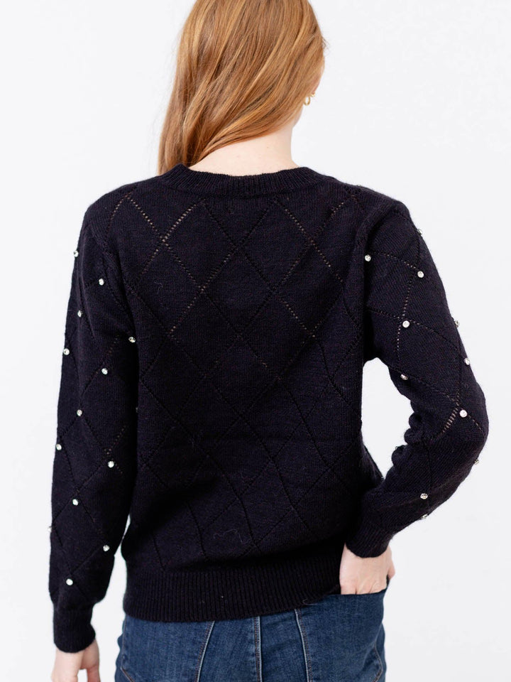 Pinch-Beautiful Rhinestone Sweater - Leela and Lavender