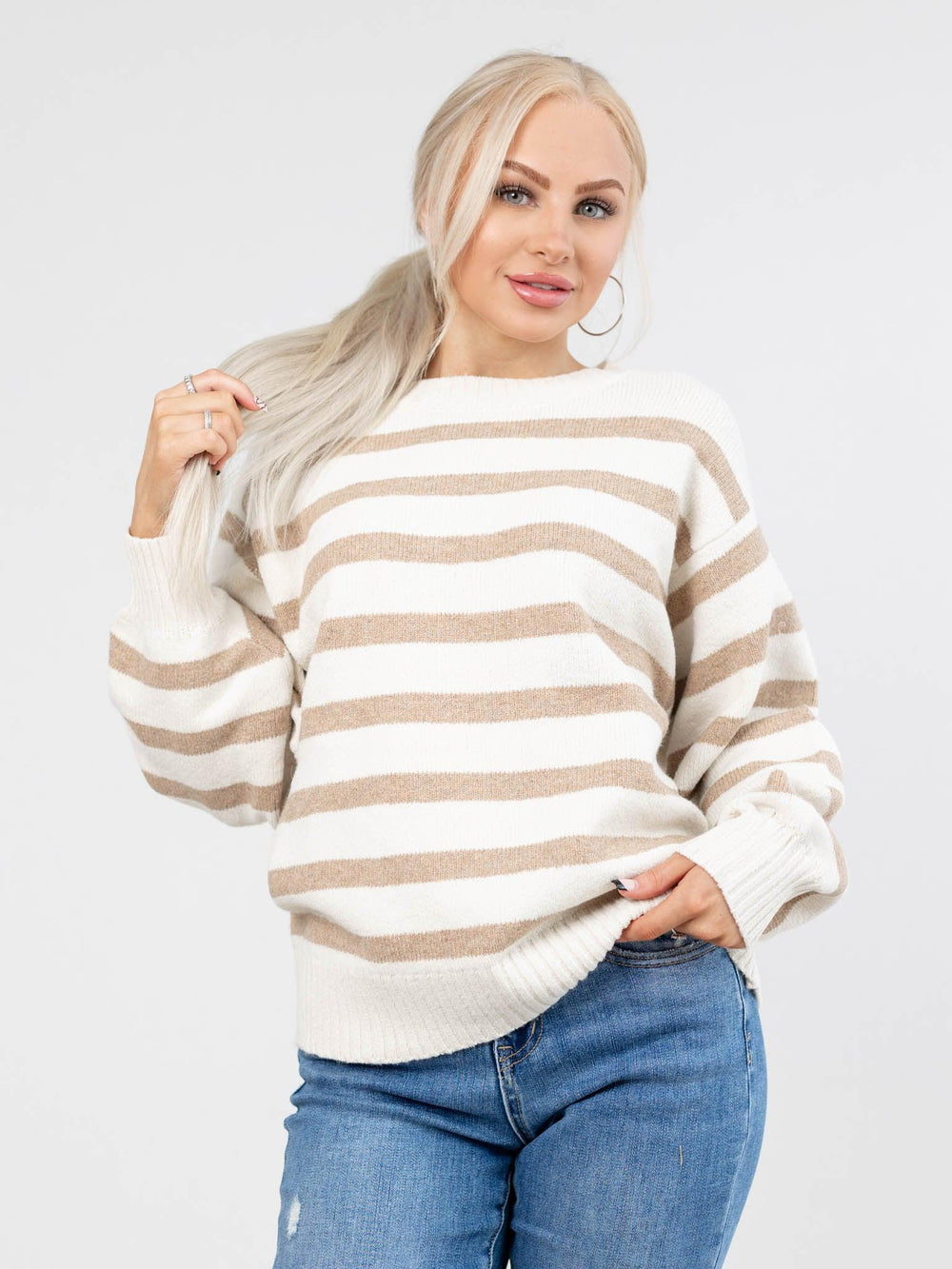 By Together-By Together Davis Striped Sweater - Leela and Lavender