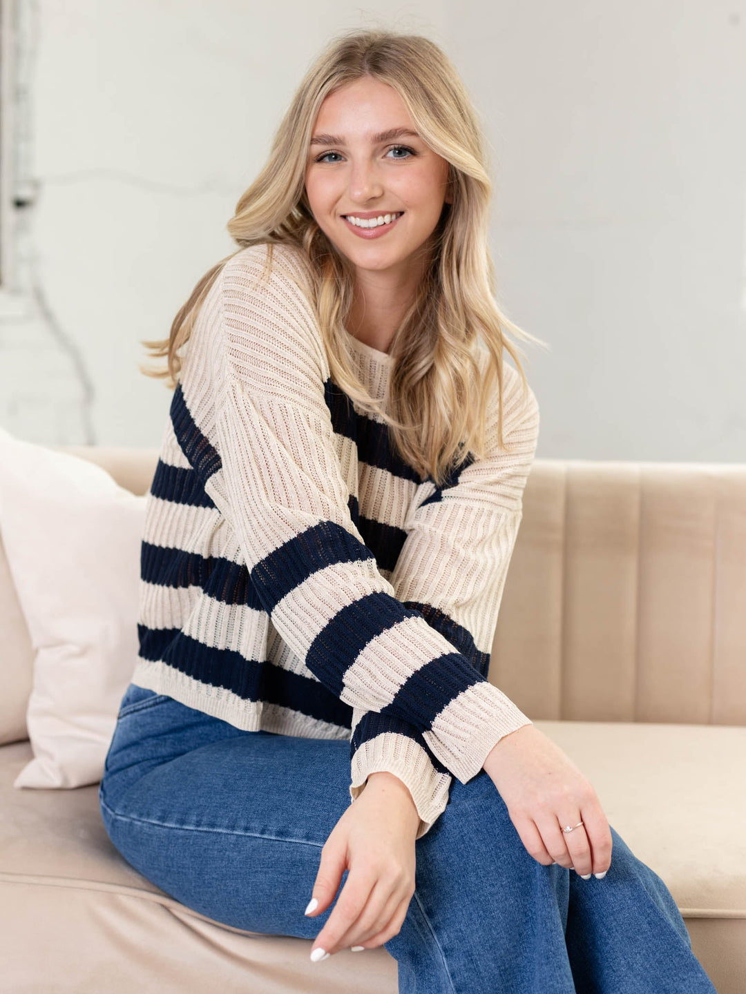 By Together-By Together Lightweight Wide Stripe Sweater - Leela and Lavender