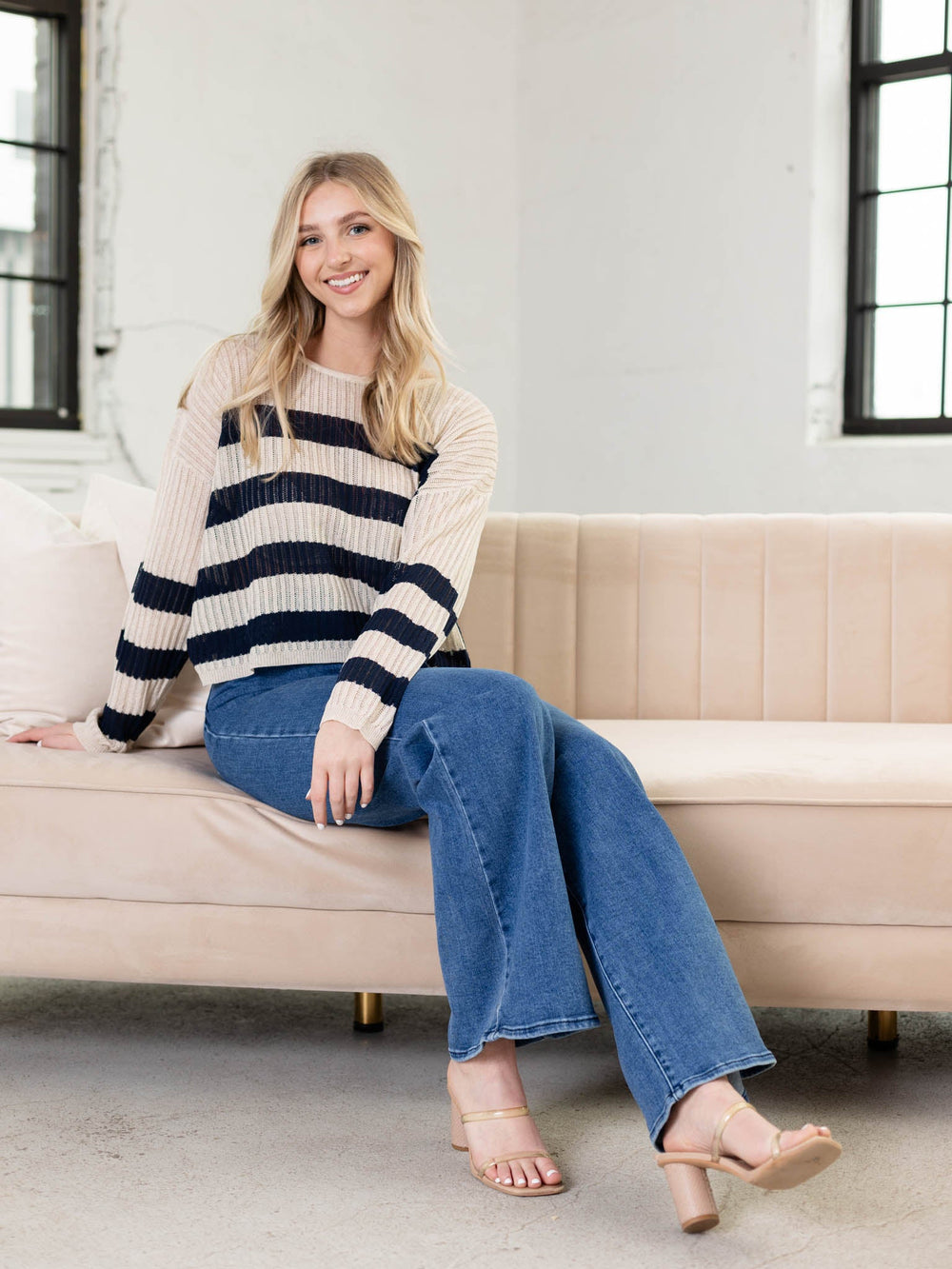 By Together-By Together Lightweight Wide Stripe Sweater - Leela and Lavender