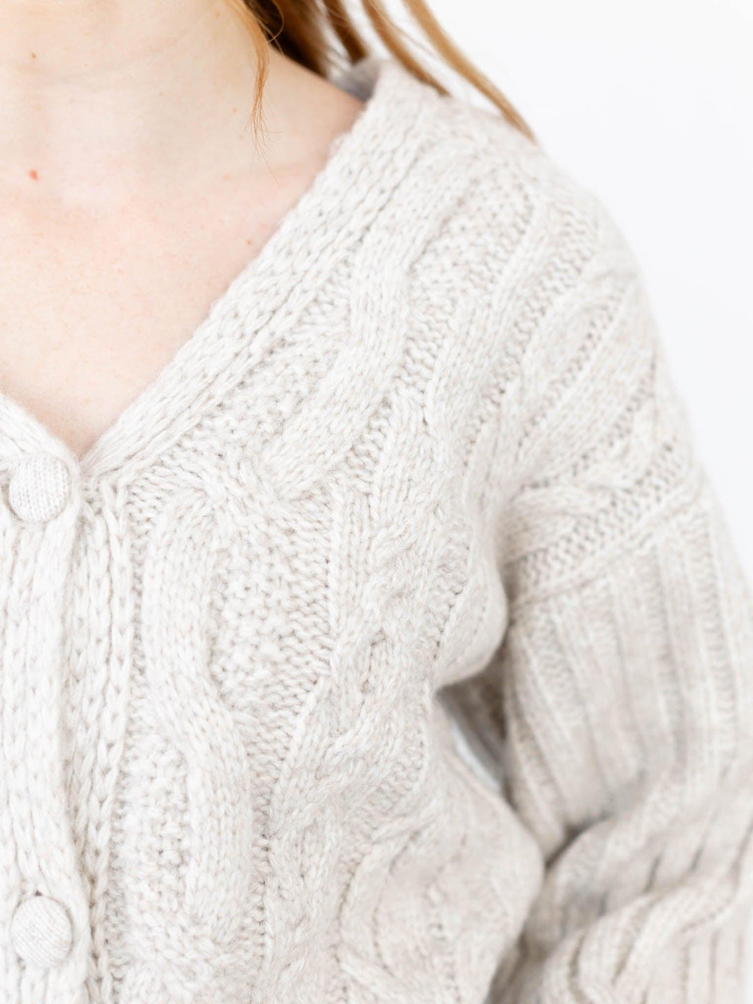 &merci-Cable Knit Long Sleeve Cardigan - Leela and Lavender