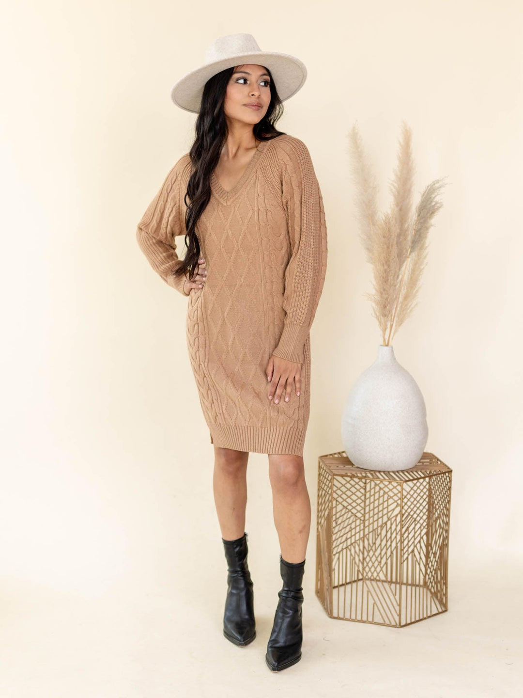 Dex-Cable Knit Sweater Dress - Leela and Lavender