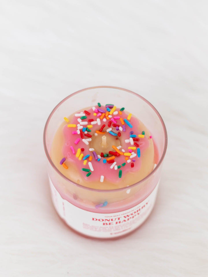 Candier-Candier Donut Worry Be Happy Candle - Leela and Lavender