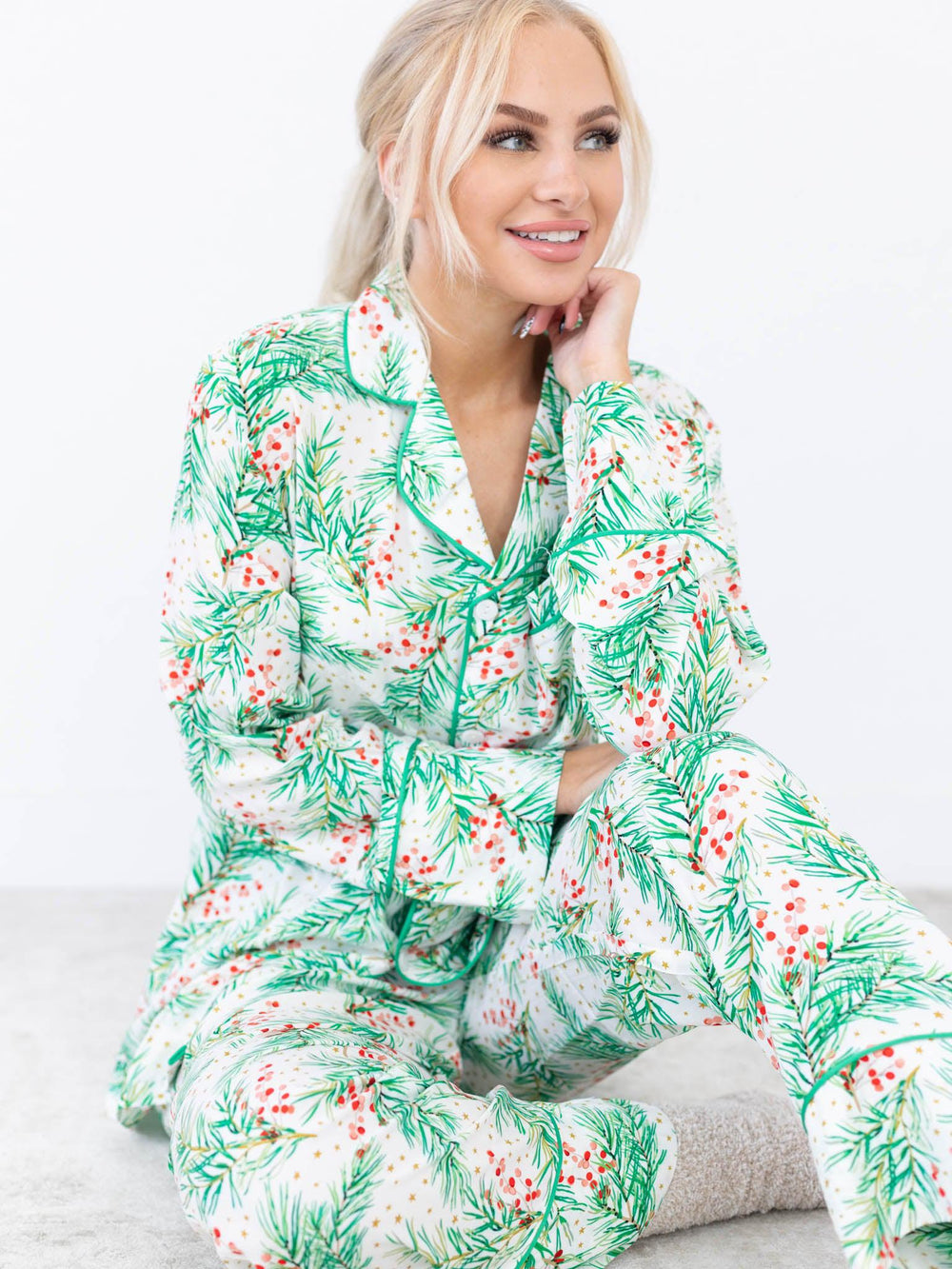 Love Bug Apparel-Christmas Holly Pajamas - Leela and Lavender
