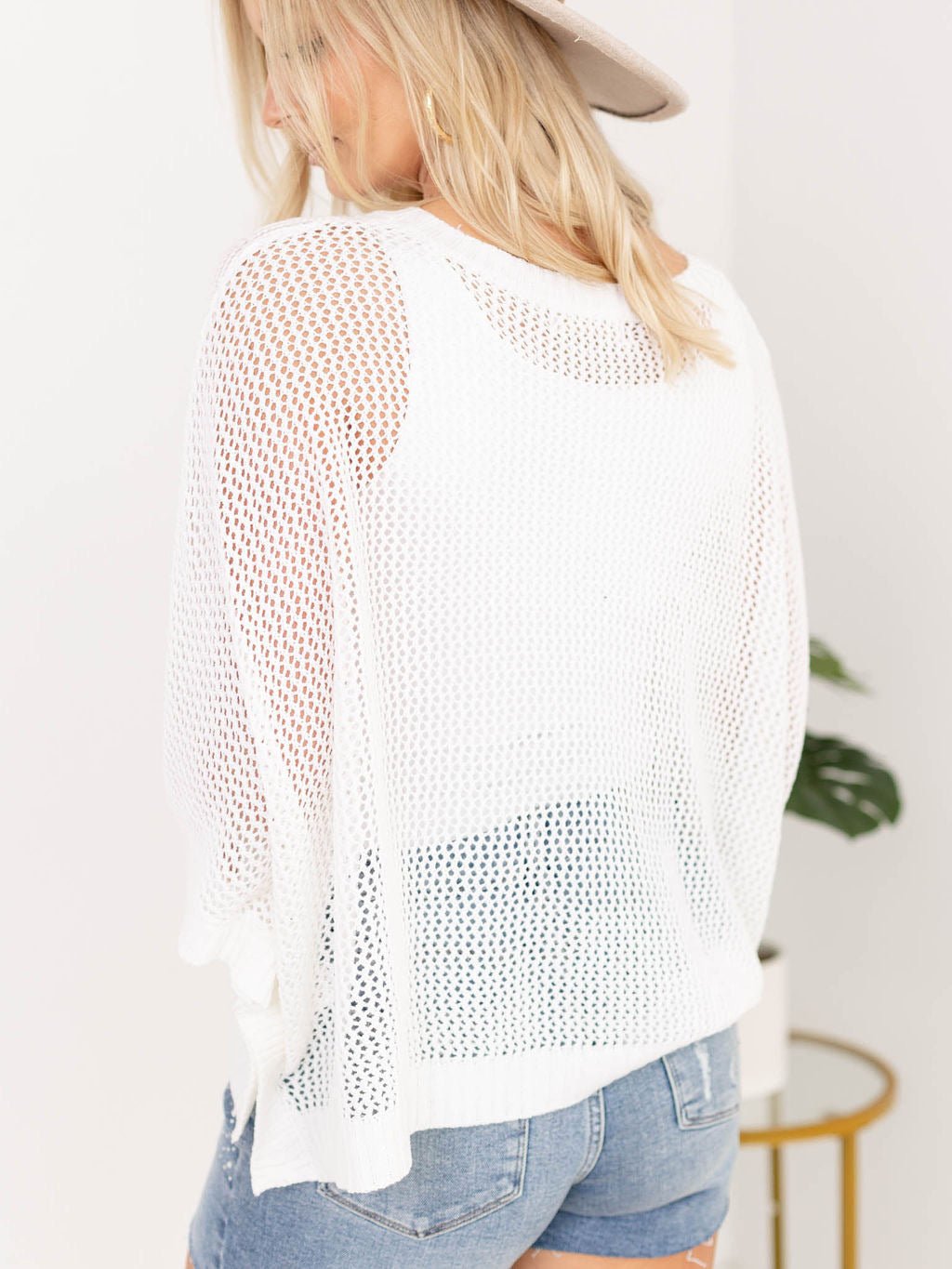 Crochet Sleeve Cover-Up SweaterKnit tops