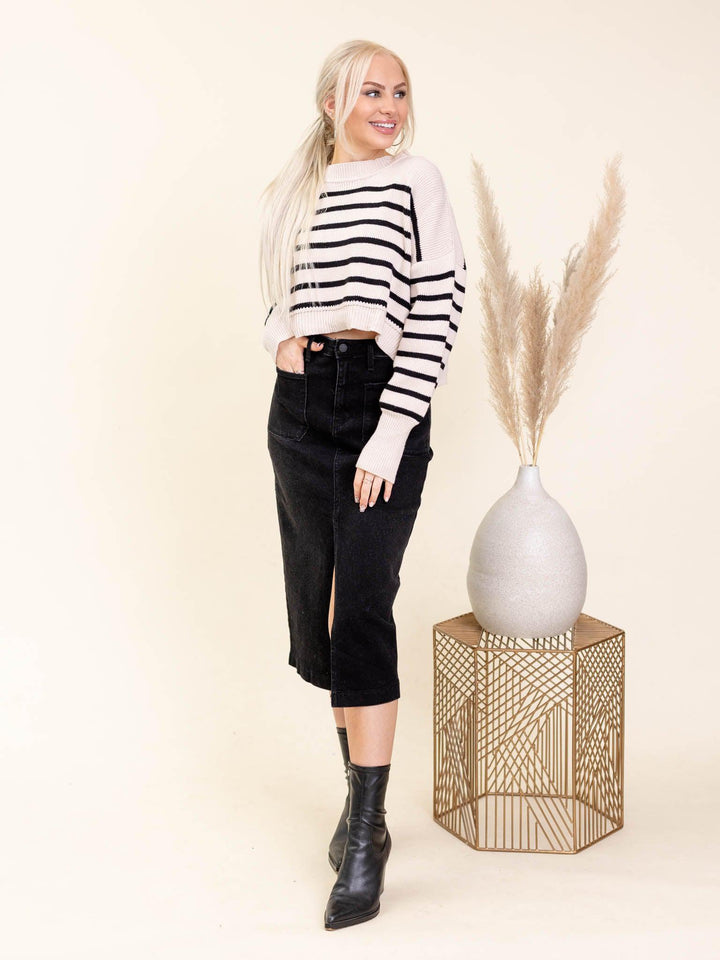 Miss Love-Cropped Stripe Angie Pullover - Leela and Lavender