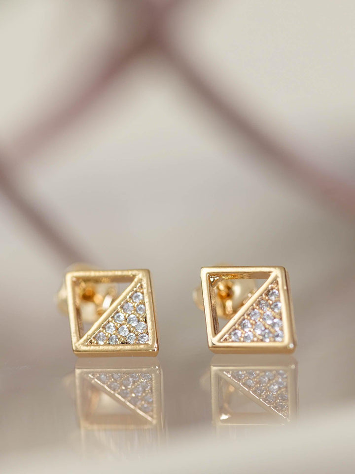 Joia-CZ Diamond Shaped Stud Earring - Leela and Lavender