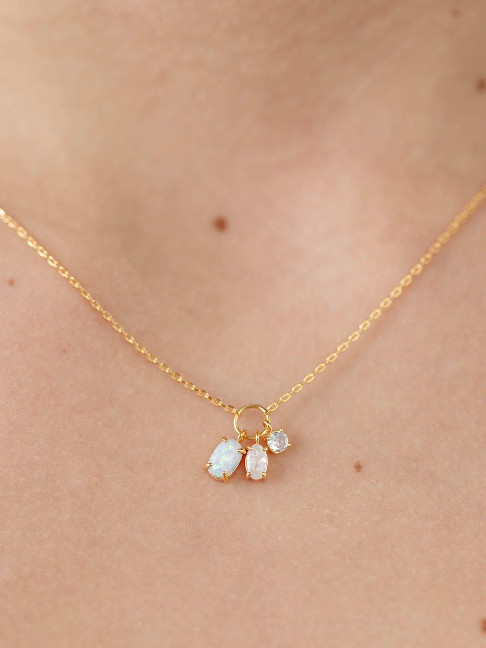Fame-Dainty Opal Crystal Charm Necklace - Leela and Lavender