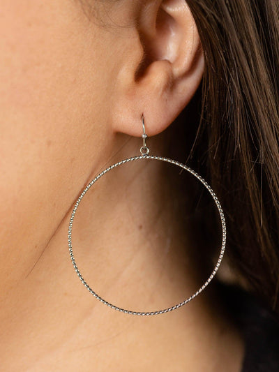 textured drop hoop earring