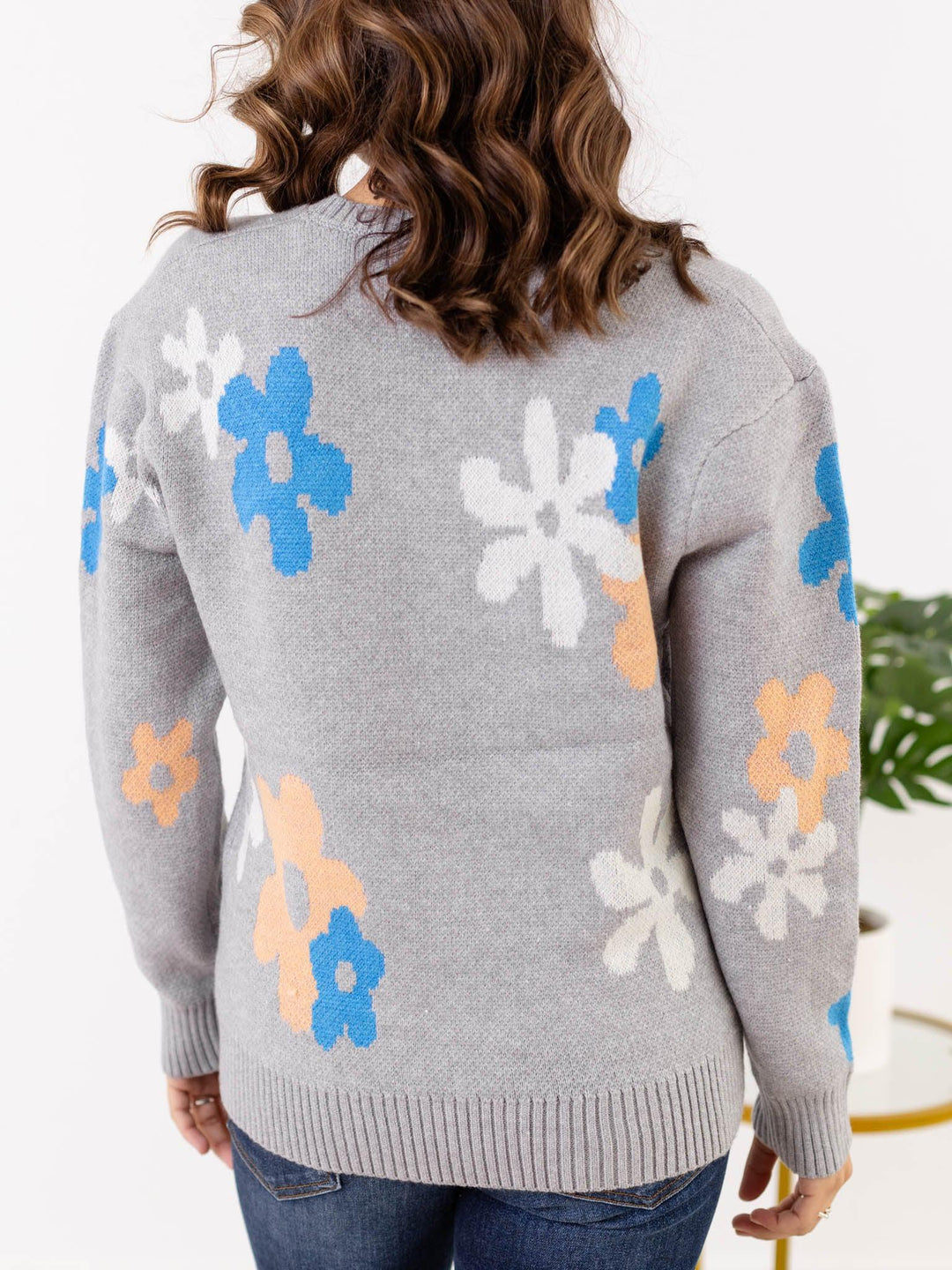 &merci-Flower Pattern Long Sleeve Sweater - Leela and Lavender