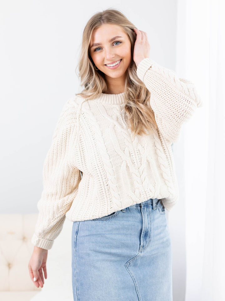 Free People-Free People Frankie Cable Sweater - Leela and Lavender