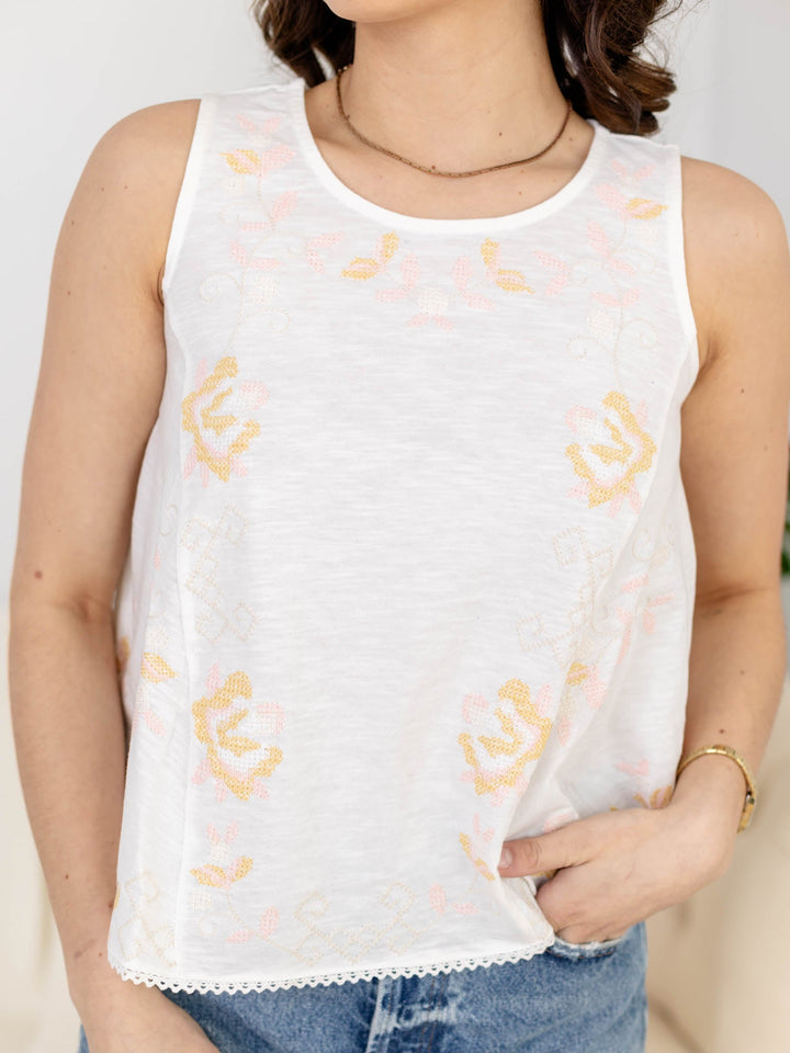 Free People Fun And Flirty Embroidered TopWoven tops