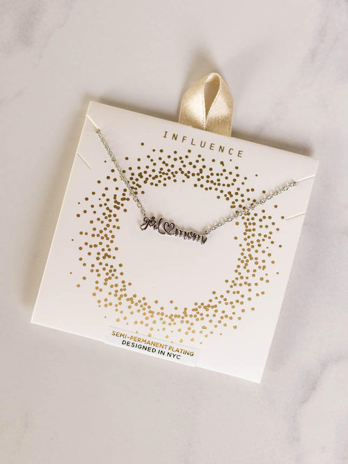 Fame-Girl Mom Script Necklace - Leela and Lavender