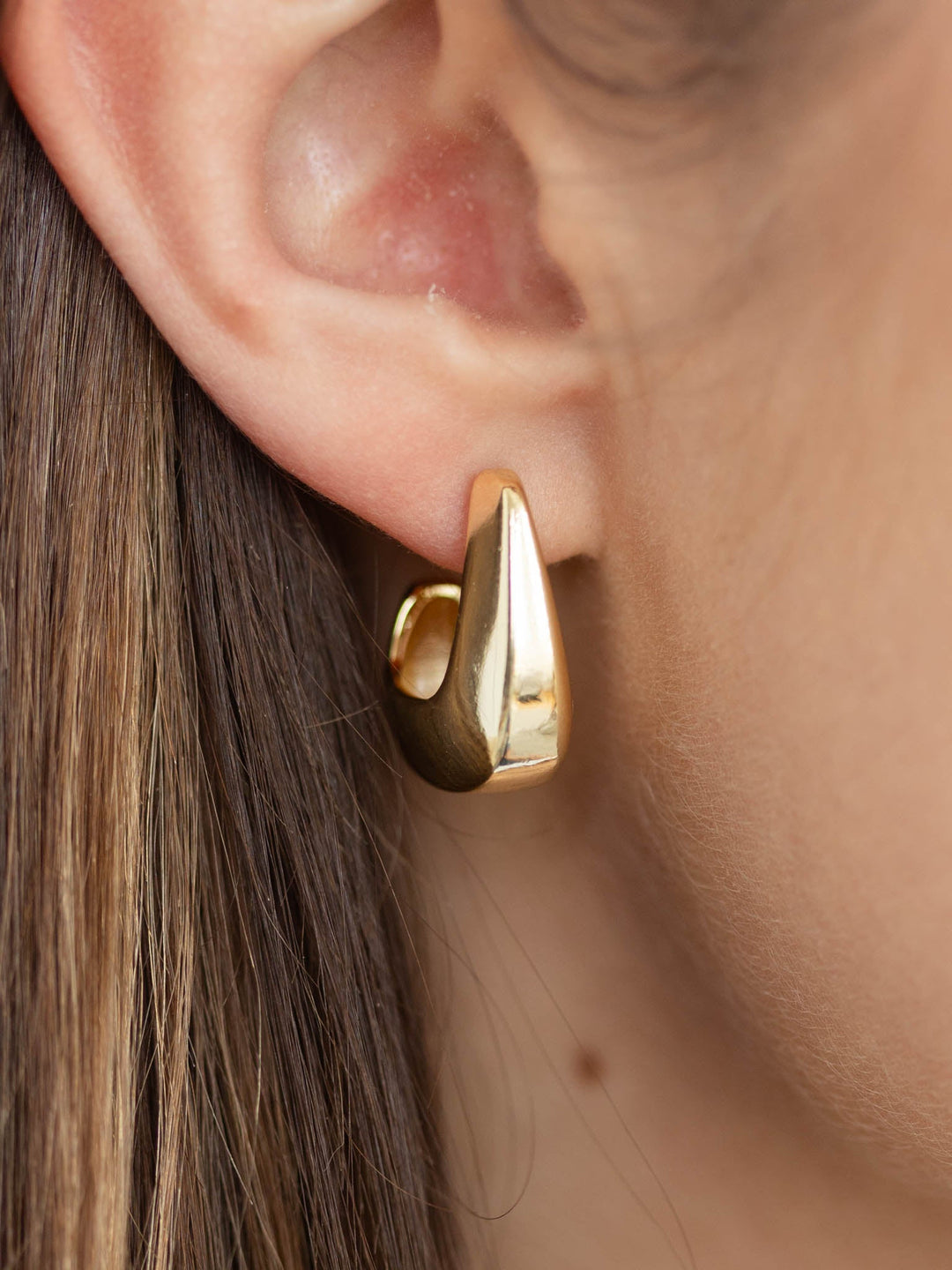 Gold Dipped Curved Square HoopEarrings