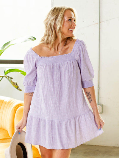 smocked purple dress
