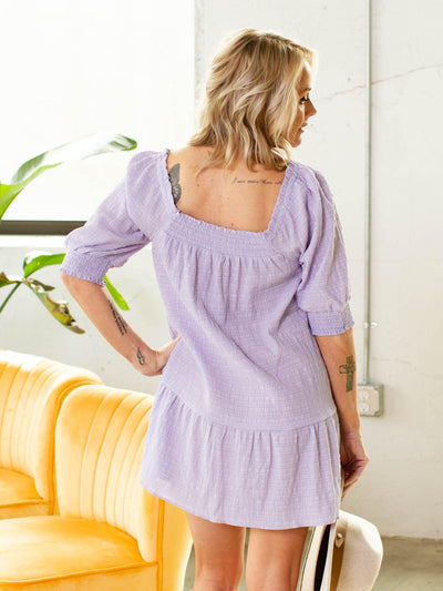 smocked mini dress