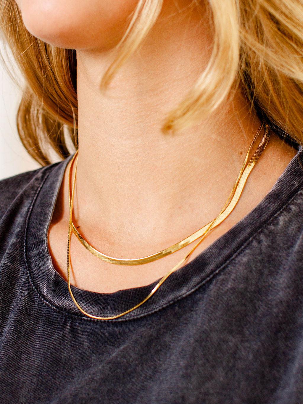 double layered herringbone necklace