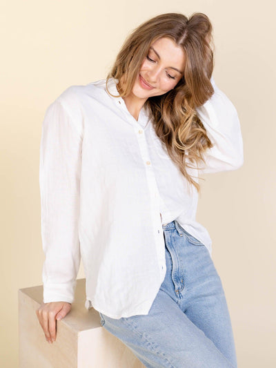 relaxed white button up