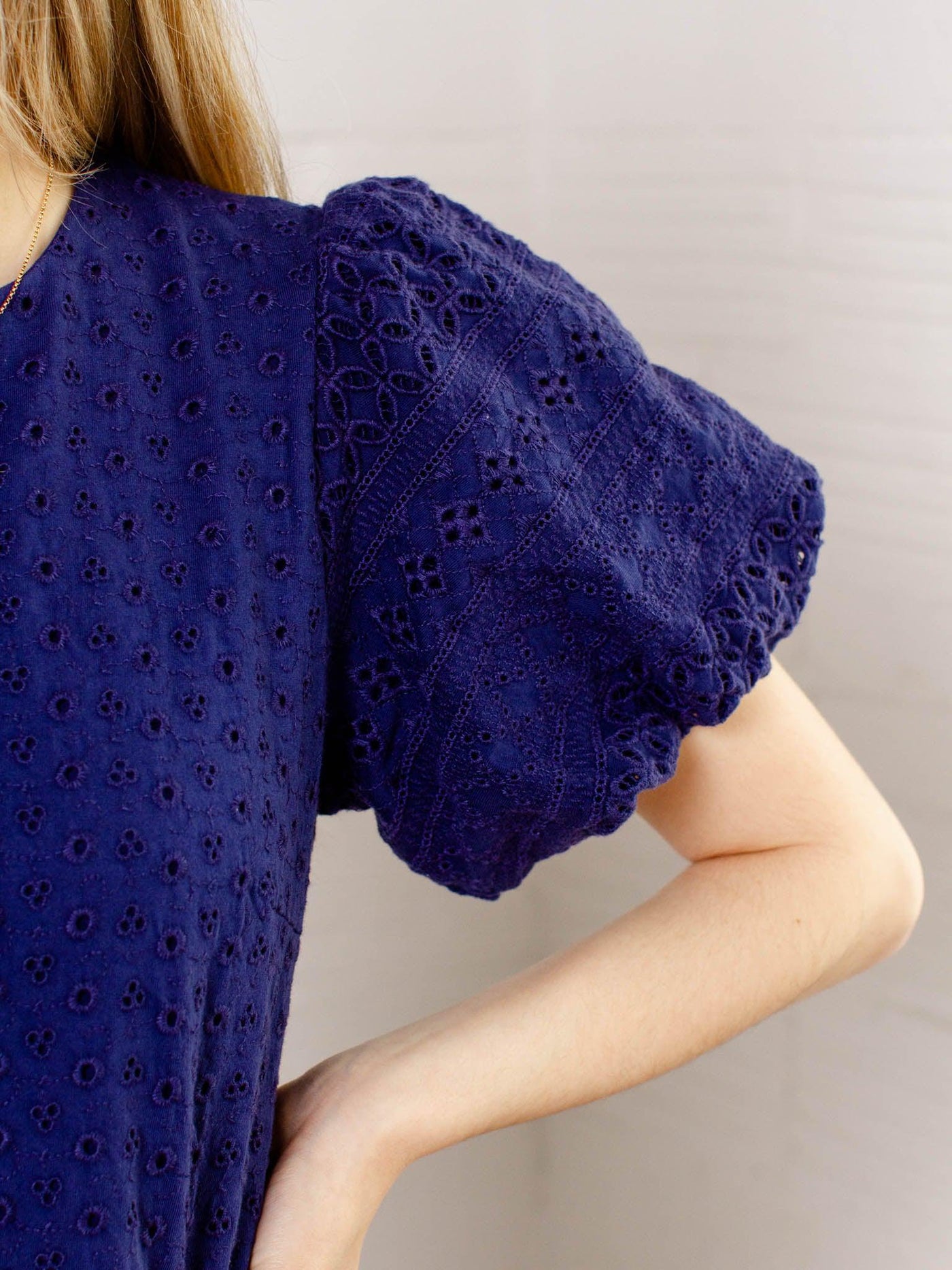 eyelet mini dress