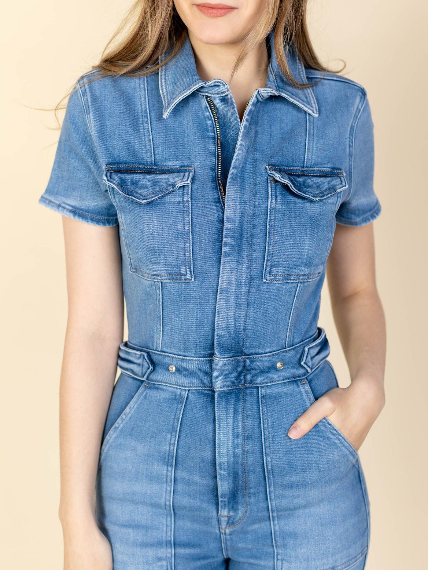 denim long jumpsuit