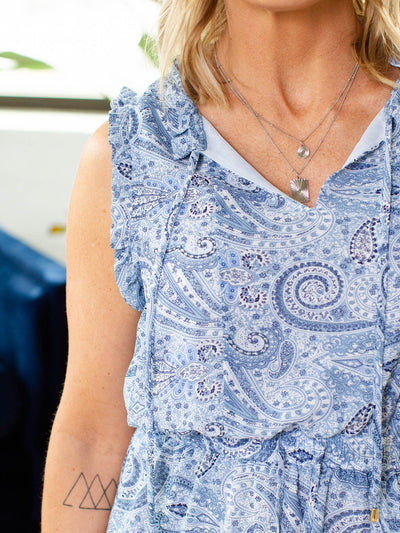 tonal blue mini dress