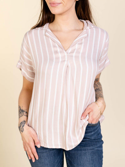 pink stripe top