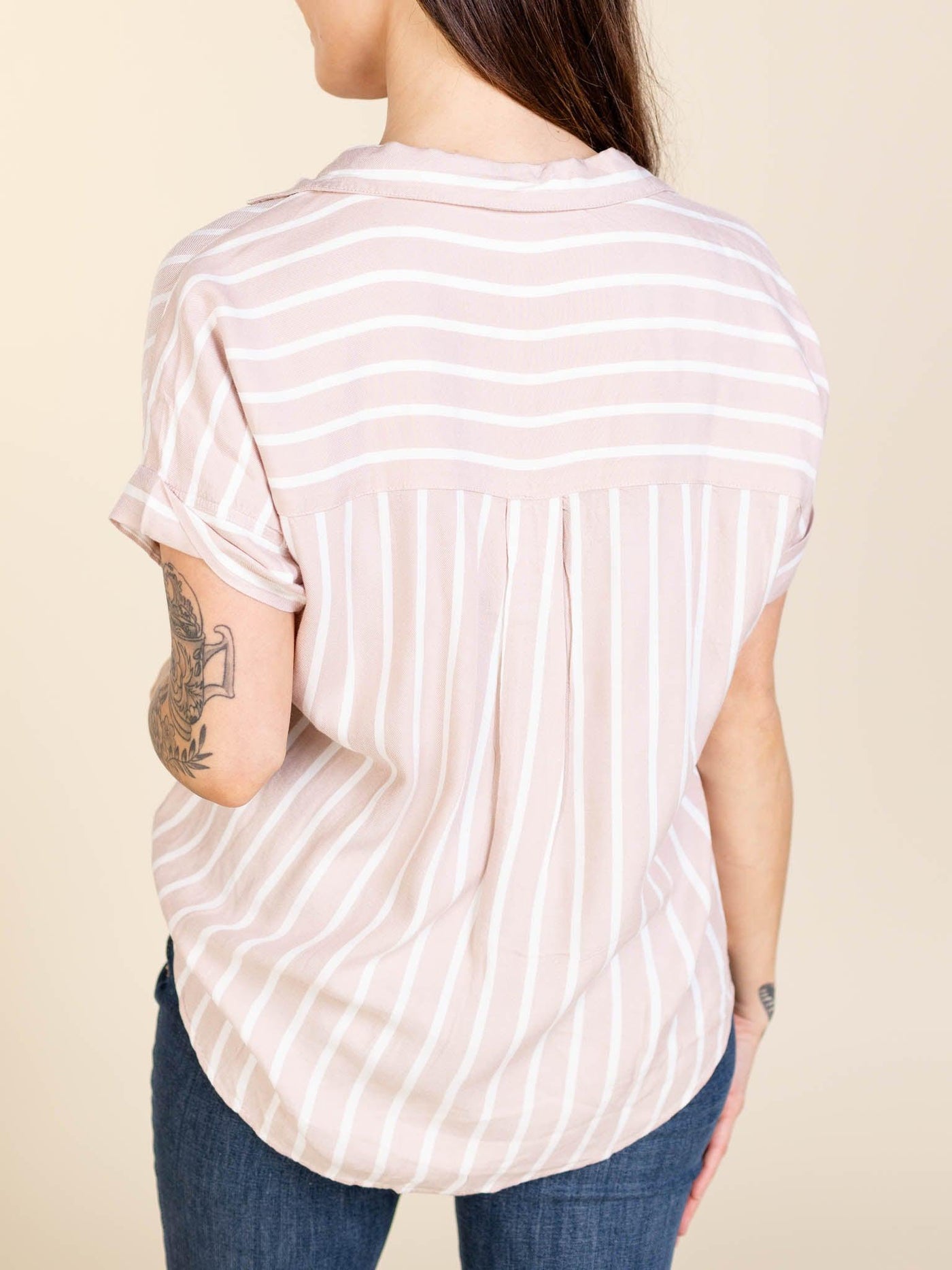 relaxed woven stripe top
